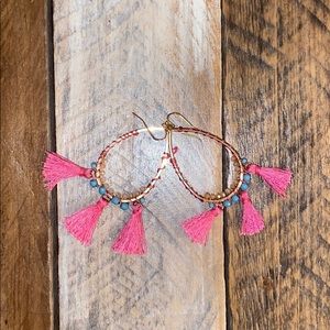 Pink tassel earrings